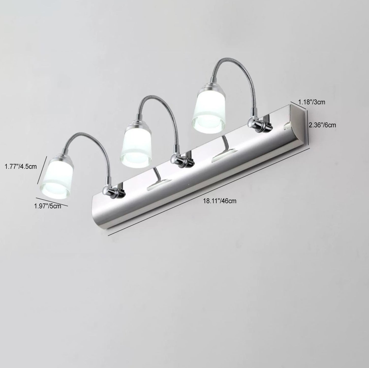 Modern Gooseneck LED Wall Sconce - Stainless Steel Vanity Light for Bathroom