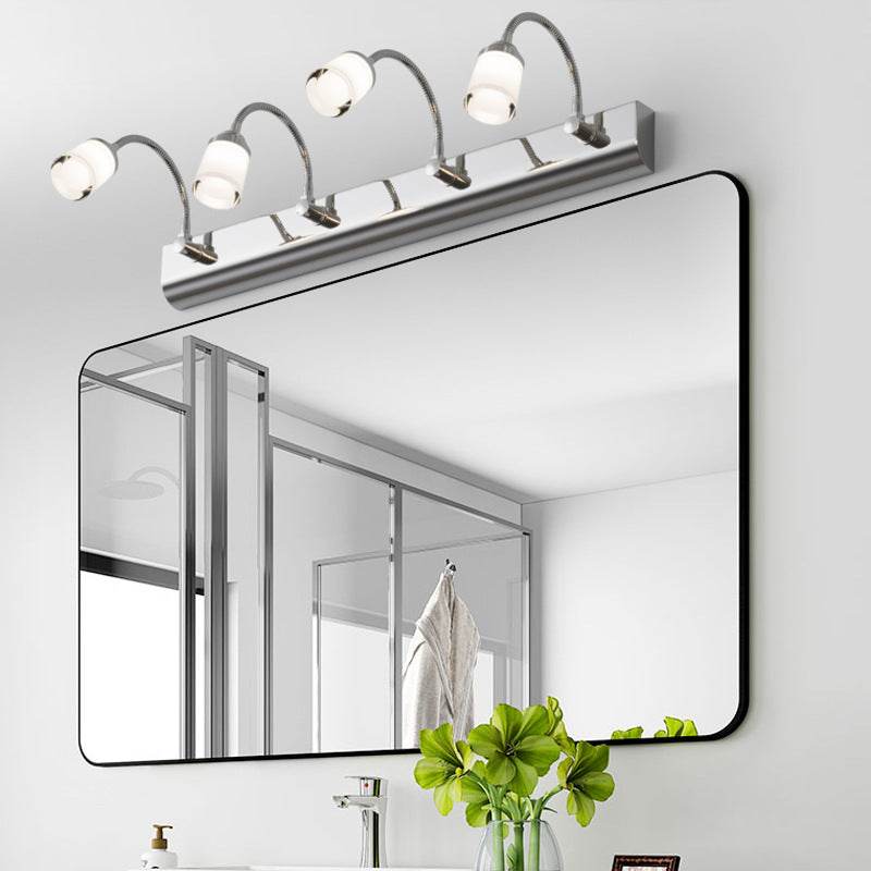 Modern Gooseneck LED Wall Sconce - Stainless Steel Vanity Light for Bathroom