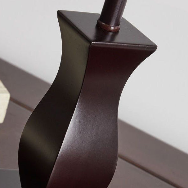 Contemporary Retro Wood Fabric Drum Table Lamp - Bedside Lighting
