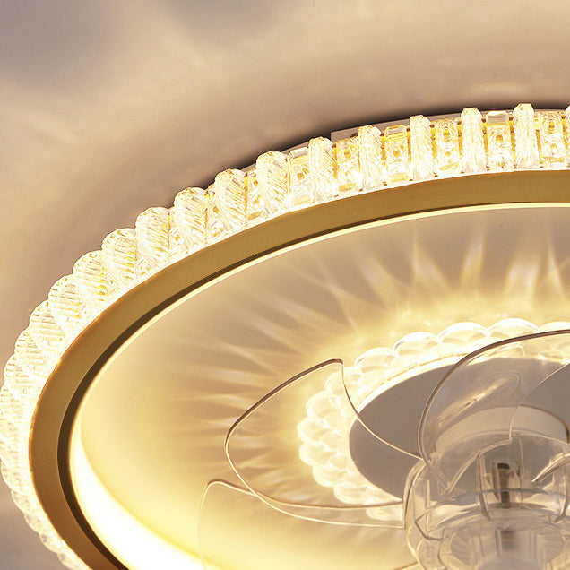 Modern Luxury Kids Round Crown Animal LED Flush Mount Ceiling Fan Light for Bedroom