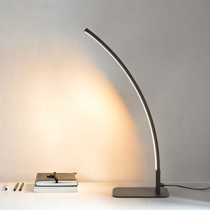 Modern Minimalist USB Curved Iron Aluminum LED Desk Lamp for Study, Home Office Lighting, Adjustable Brightness, Energy-Efficient Reading Lamp, Stylish Study Light, Contemporary Workspace Decor, USB-Powered Desk Lighting, Sleek Design Modern Desk Lamp