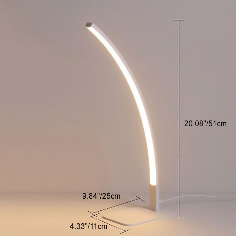 Modern Minimalist USB Curved Iron Aluminum LED Desk Lamp for Study, Home Office Lighting, Adjustable Brightness, Energy-Efficient Reading Lamp, Stylish Study Light, Contemporary Workspace Decor, USB-Powered Desk Lighting, Sleek Design Modern Desk Lamp