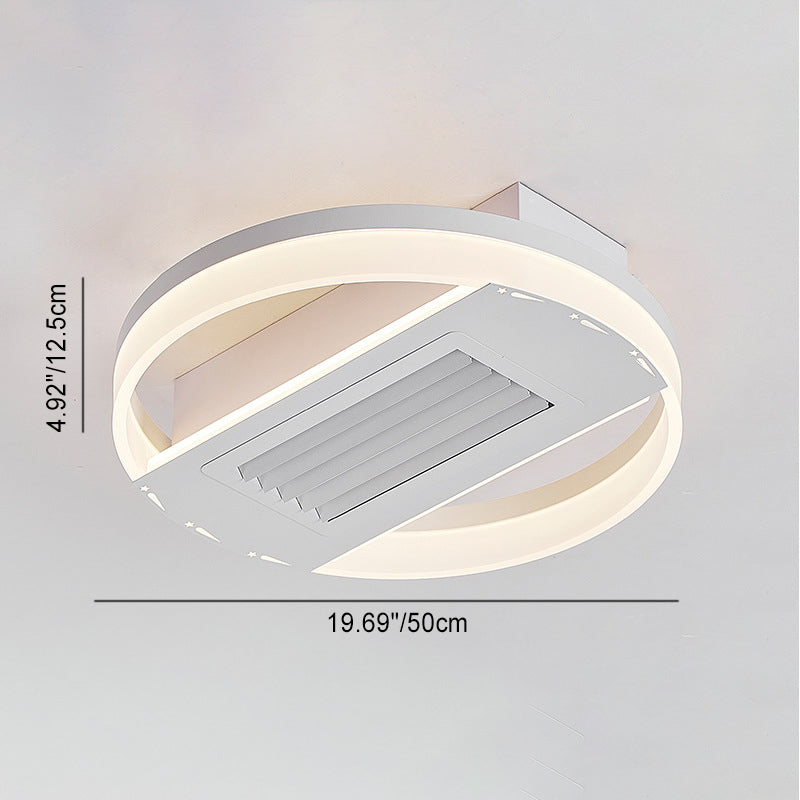 Modern Luxury Round LED Ceiling Fan Light - Aluminum Iron Acrylic Semi-Flush Mount for Bedroom
