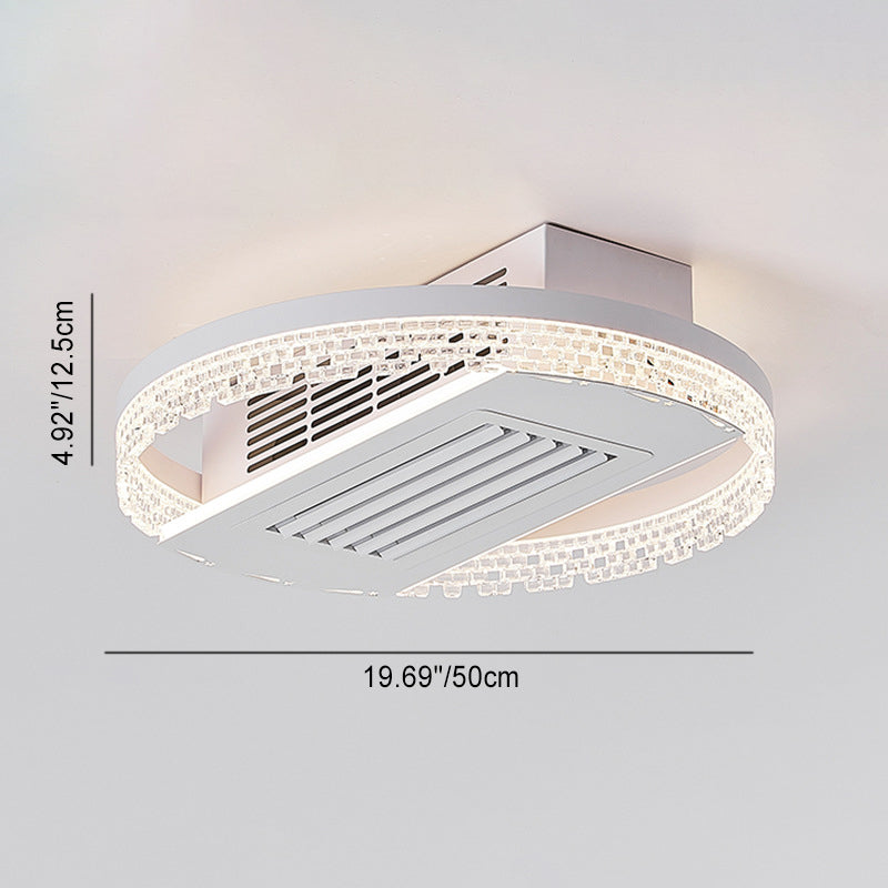 Modern Luxury Round LED Ceiling Fan Light - Aluminum Iron Acrylic Semi-Flush Mount for Bedroom