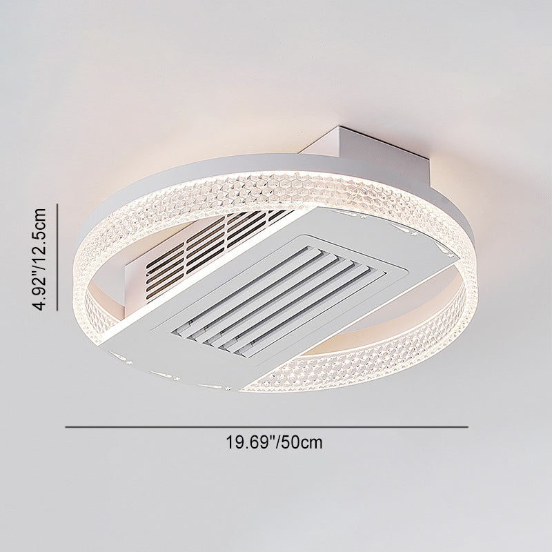 Modern Luxury Round LED Ceiling Fan Light - Aluminum Iron Acrylic Semi-Flush Mount for Bedroom
