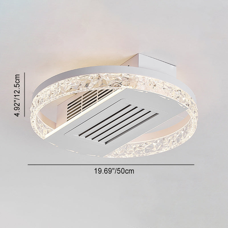 Modern Luxury Round LED Ceiling Fan Light - Aluminum Iron Acrylic Semi-Flush Mount for Bedroom