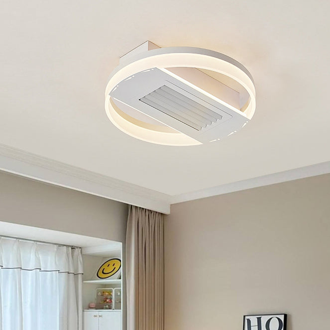 Modern Luxury Round LED Ceiling Fan Light - Aluminum Iron Acrylic Semi-Flush Mount for Bedroom