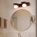 Contemporary Retro Rubber Wood Iron Glass Wall Sconce Lamp for Bathroom Vanity Light 2/3 Light