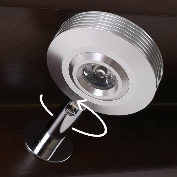 Contemporary Scandinavian LED Wall Sconce - Rotatable Round Rubber Wood & Iron Vanity Light for Bathroom
