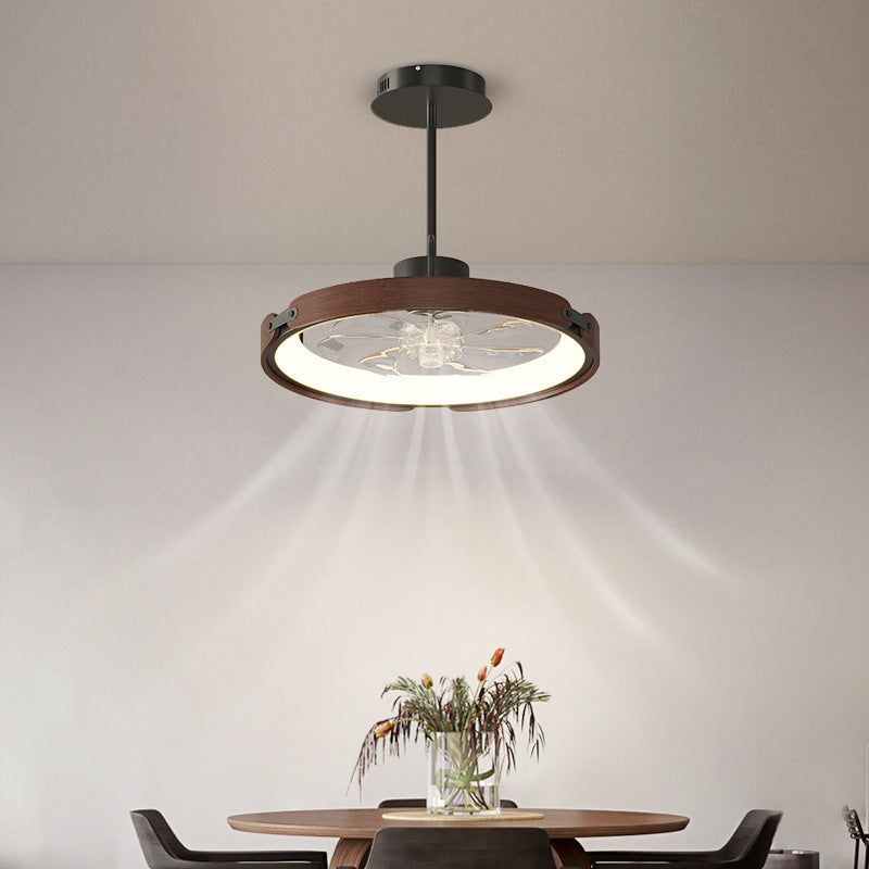 Contemporary Scandinavian Wood Acrylic LED Ceiling Fan Light for Dining Room