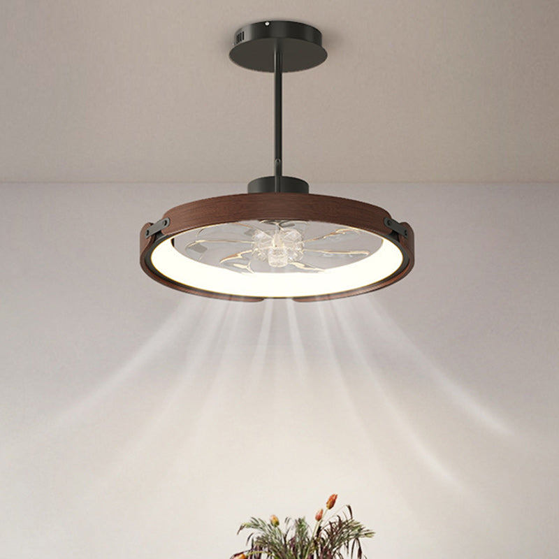 Contemporary Scandinavian Wood Acrylic LED Ceiling Fan Light for Dining Room