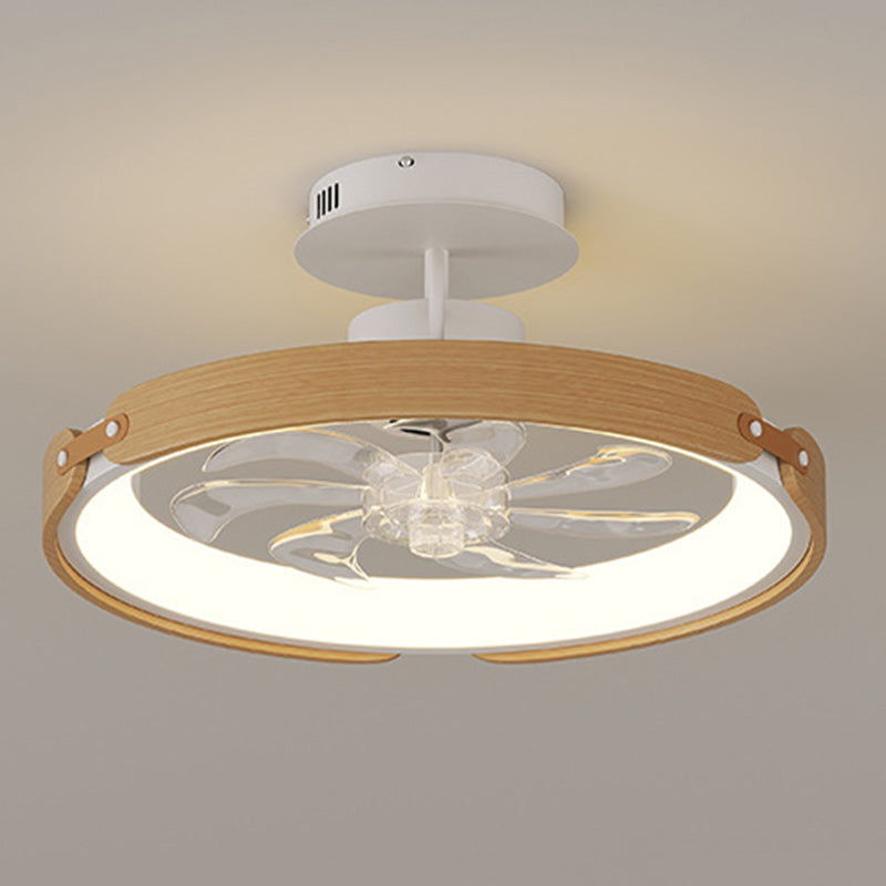Contemporary Scandinavian Wood Acrylic LED Ceiling Fan Light for Dining Room