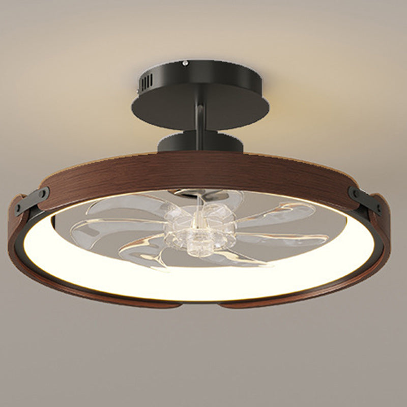 Contemporary Scandinavian Wood Acrylic LED Ceiling Fan Light for Dining Room