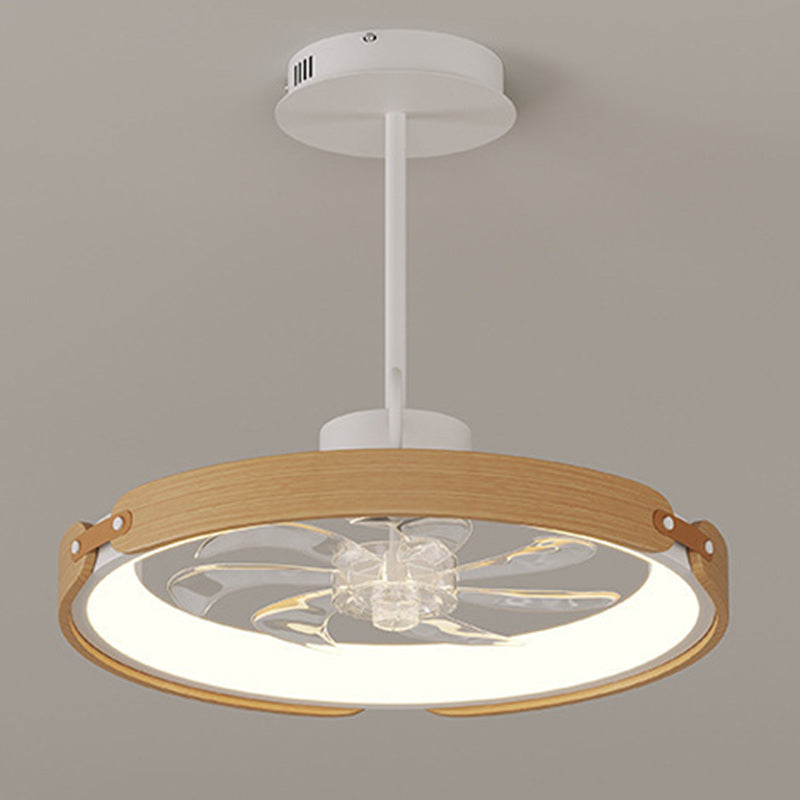 Contemporary Scandinavian Wood Acrylic LED Ceiling Fan Light for Dining Room