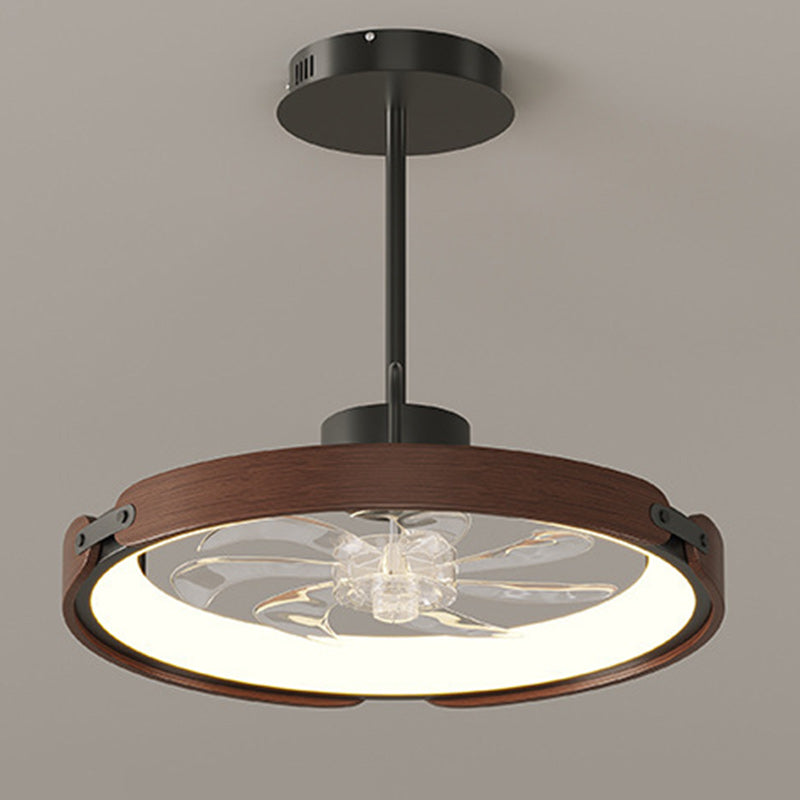 Contemporary Scandinavian Wood Acrylic LED Ceiling Fan Light for Dining Room