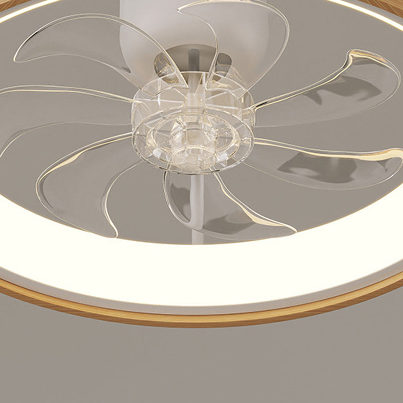 Contemporary Scandinavian Wood Acrylic LED Ceiling Fan Light for Dining Room
