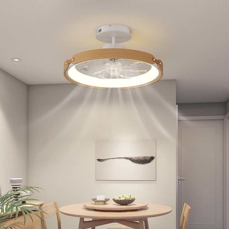 Contemporary Scandinavian Wood Acrylic LED Ceiling Fan Light for Dining Room