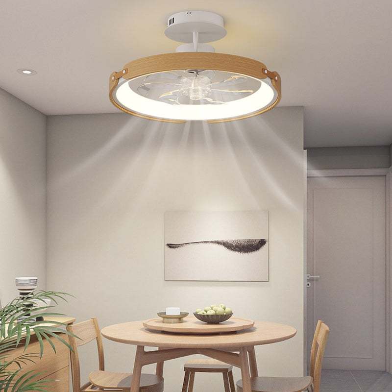 Contemporary Scandinavian Wood Acrylic LED Ceiling Fan Light for Dining Room