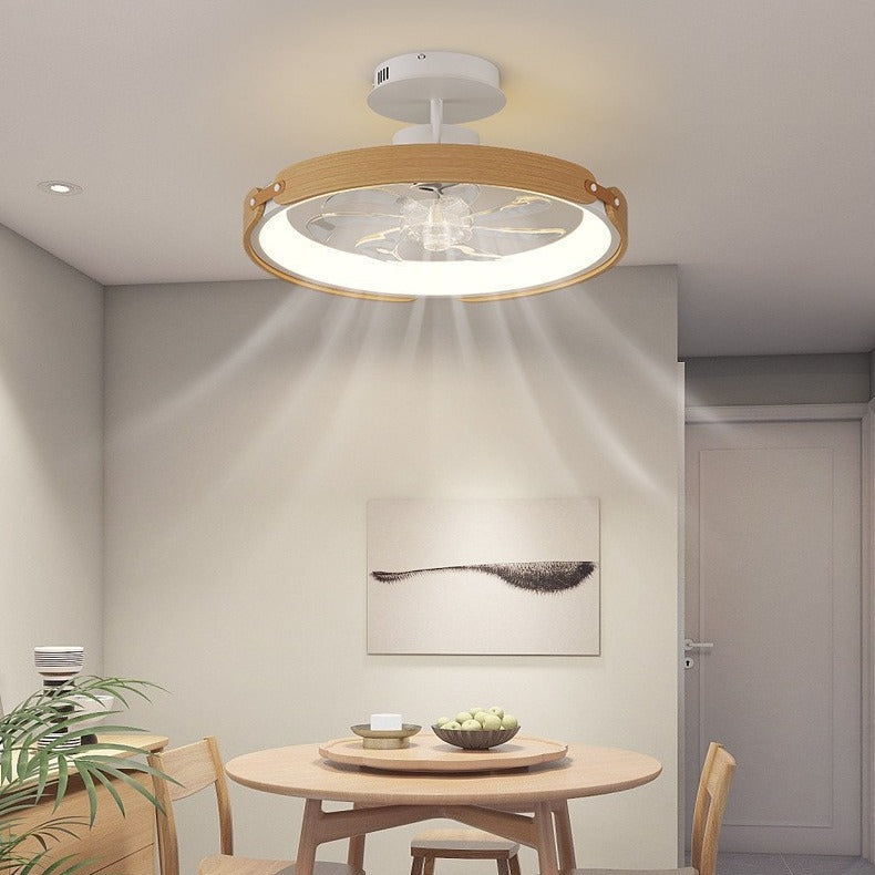 Contemporary Scandinavian Wood Acrylic LED Ceiling Fan Light for Dining Room