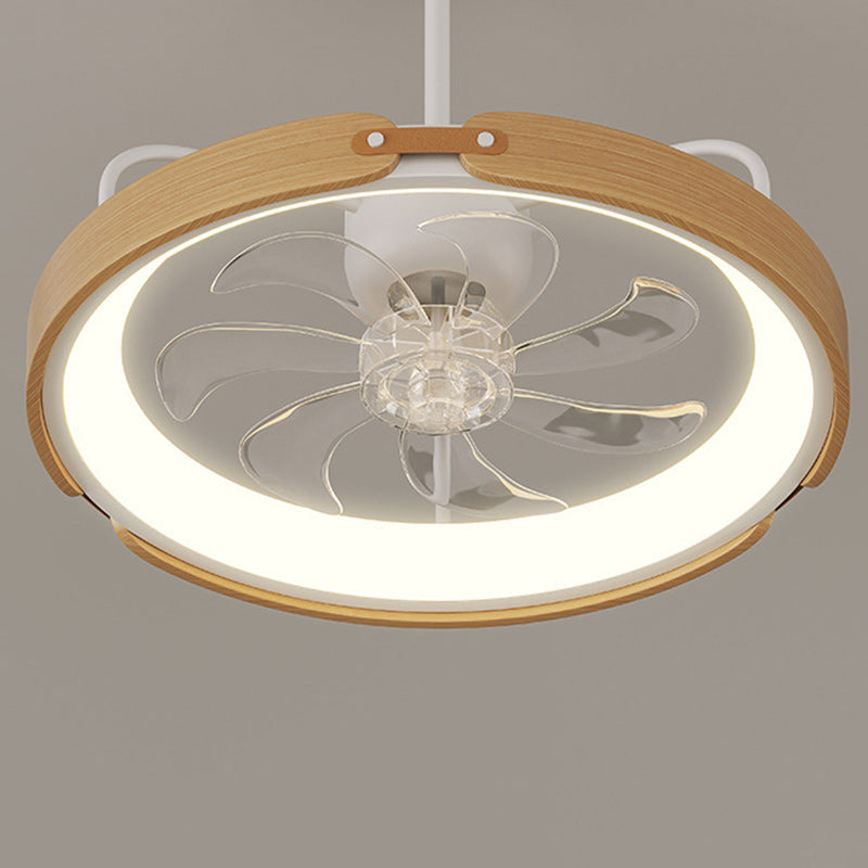 Contemporary Scandinavian Wood Acrylic LED Ceiling Fan Light for Dining Room