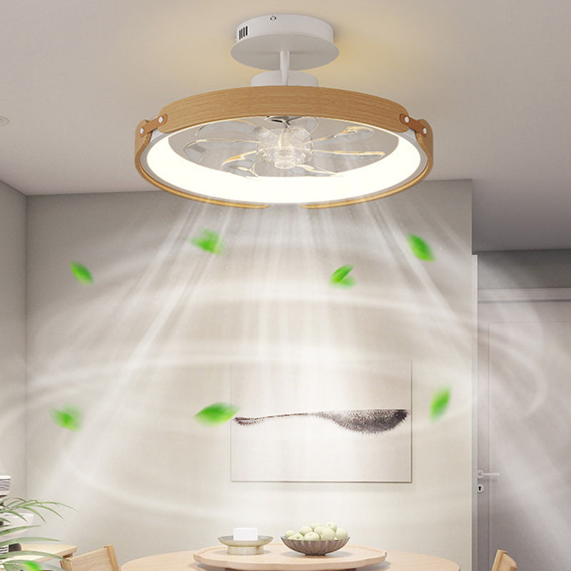Contemporary Scandinavian Wood Acrylic LED Ceiling Fan Light for Dining Room