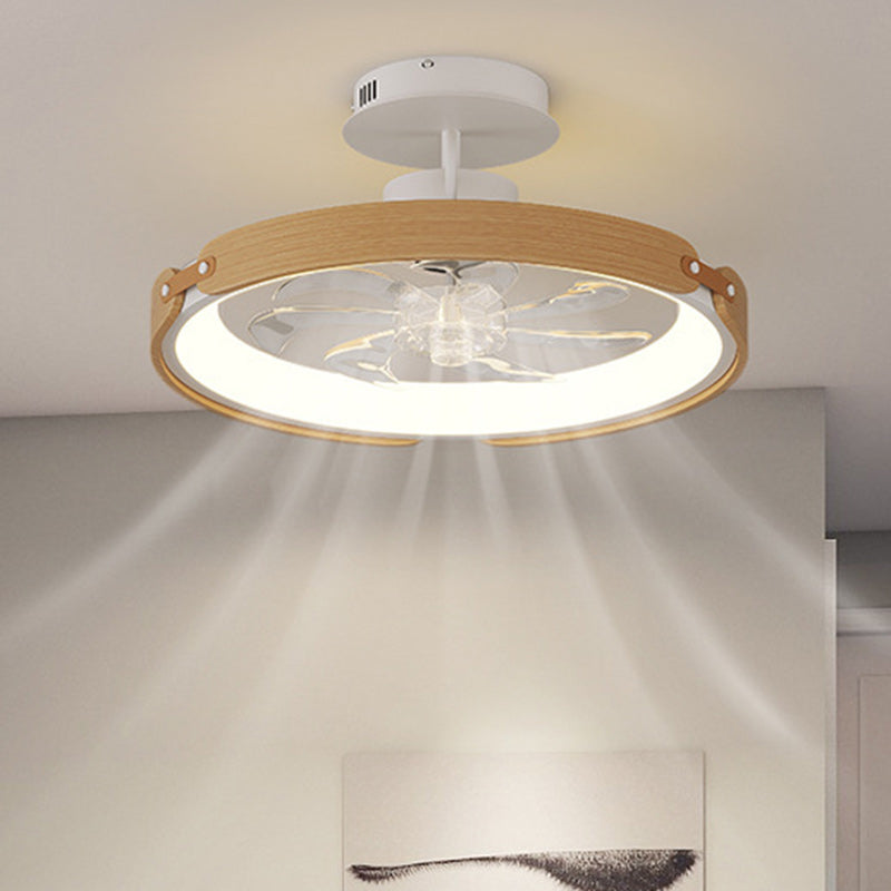 Contemporary Scandinavian Wood Acrylic LED Ceiling Fan Light for Dining Room