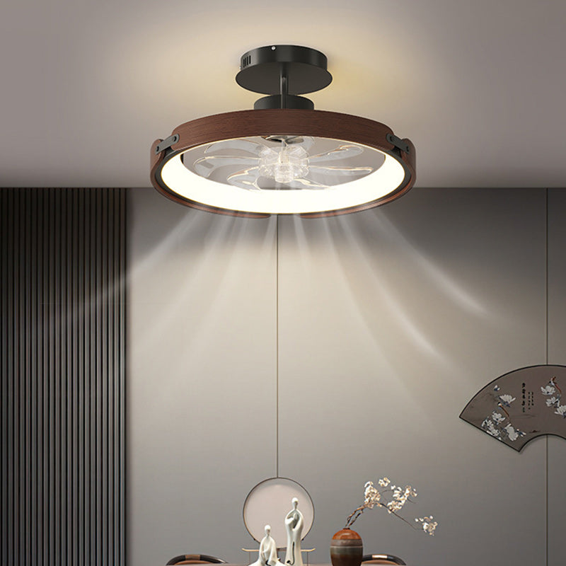Contemporary Scandinavian Wood Acrylic LED Ceiling Fan Light for Dining Room