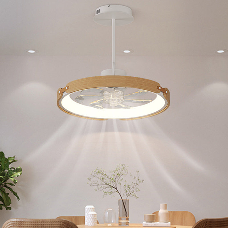 Contemporary Scandinavian Wood Acrylic LED Ceiling Fan Light for Dining Room