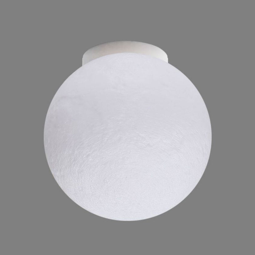 Contemporary Nordic Iron Resin Moon Ball 1-Light Semi-Flush Mount Ceiling Light
