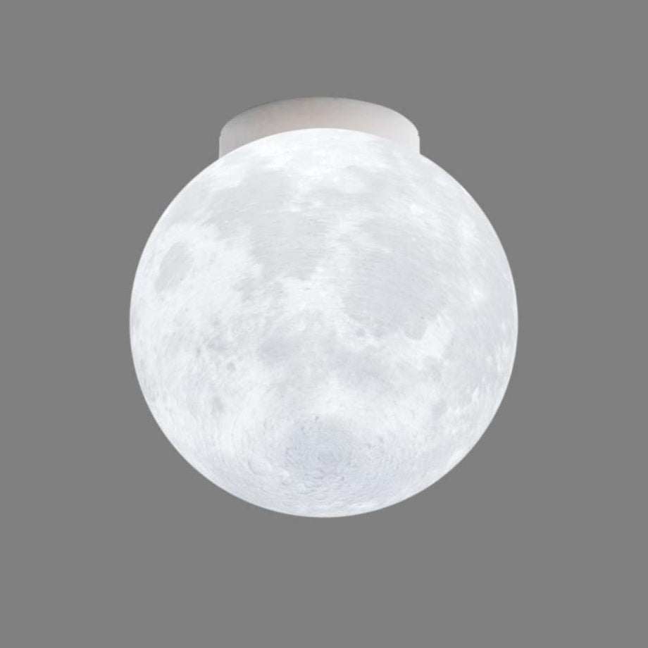 Contemporary Nordic Iron Resin Moon Ball 1-Light Semi-Flush Mount Ceiling Light