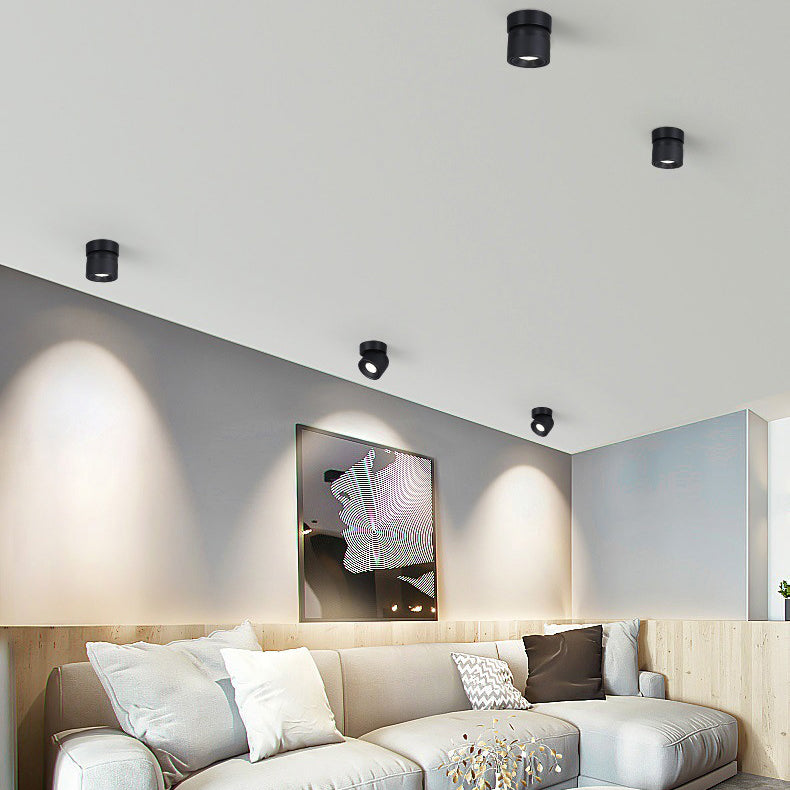 Contemporary Scandinavian Rotatable Aluminum Round LED Ceiling Light - Semi-Flush Mount for Living Room