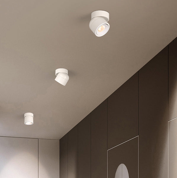 Modern Aluminum Rotatable LED Round Ceiling Light - Semi-Flush Mount for Living Room