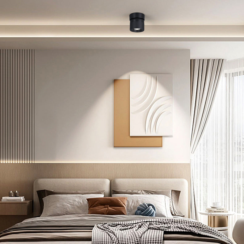 Modern Aluminum Rotatable LED Round Ceiling Light - Semi-Flush Mount for Living Room