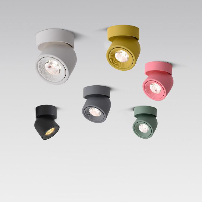 Contemporary Scandinavian Rotatable Aluminum Round LED Ceiling Light - Semi-Flush Mount for Living Room