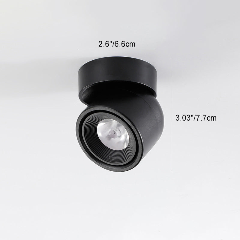 Contemporary Scandinavian Rotatable Aluminum Round LED Ceiling Light - Semi-Flush Mount for Living Room