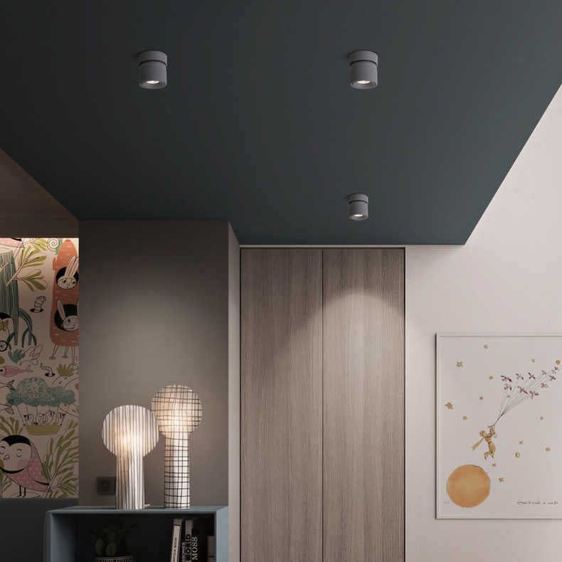 Contemporary Scandinavian Rotatable Aluminum Round LED Ceiling Light - Semi-Flush Mount for Living Room