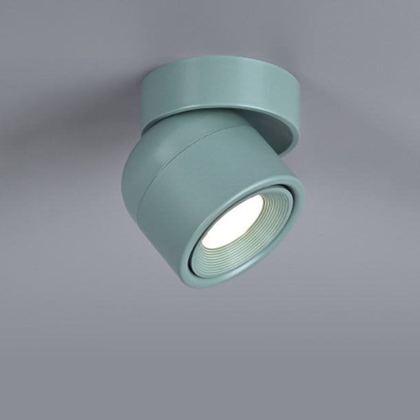 Contemporary Scandinavian Rotatable Aluminum Round LED Ceiling Light - Semi-Flush Mount for Living Room