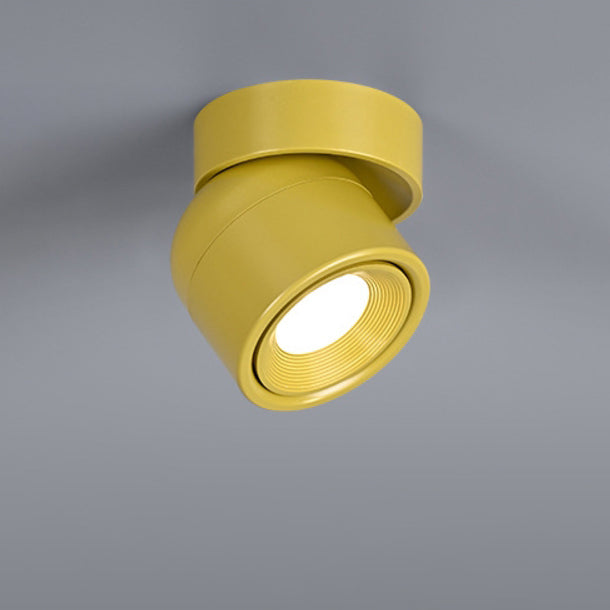 Contemporary Scandinavian Rotatable Aluminum Round LED Ceiling Light - Semi-Flush Mount for Living Room