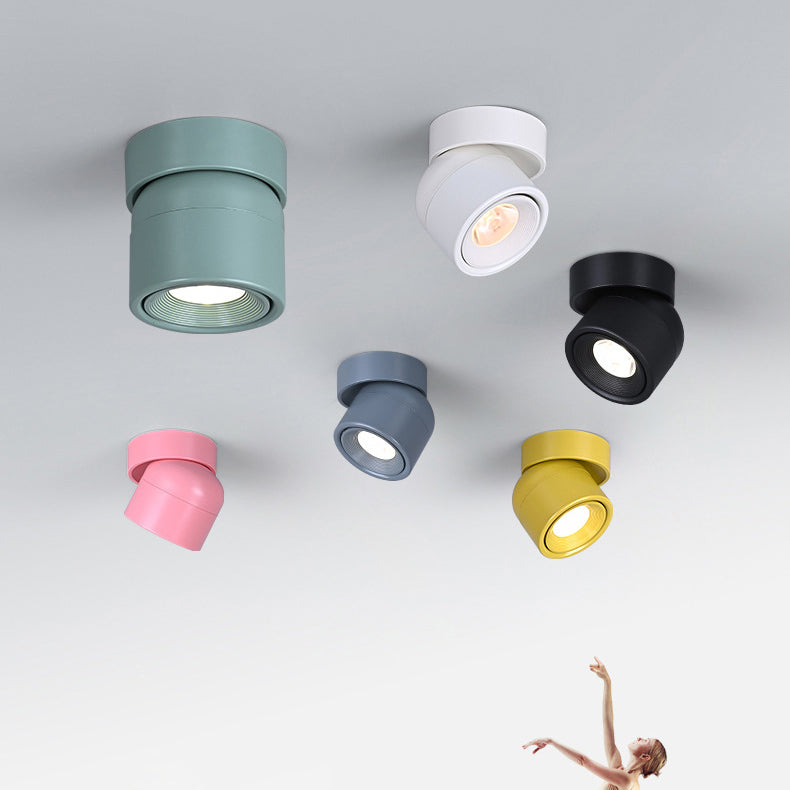Contemporary Scandinavian Rotatable Aluminum Round LED Ceiling Light - Semi-Flush Mount for Living Room