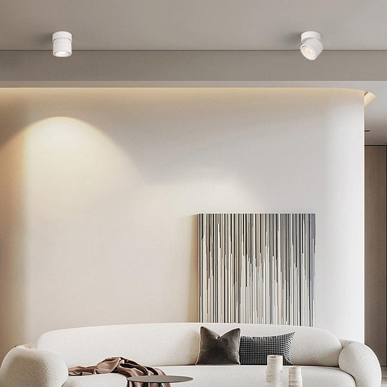 Contemporary Scandinavian Rotatable Aluminum Round LED Ceiling Light - Semi-Flush Mount for Living Room