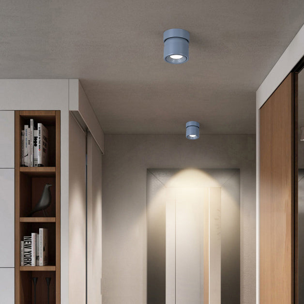 Contemporary Scandinavian Rotatable Aluminum Round LED Ceiling Light - Semi-Flush Mount for Living Room