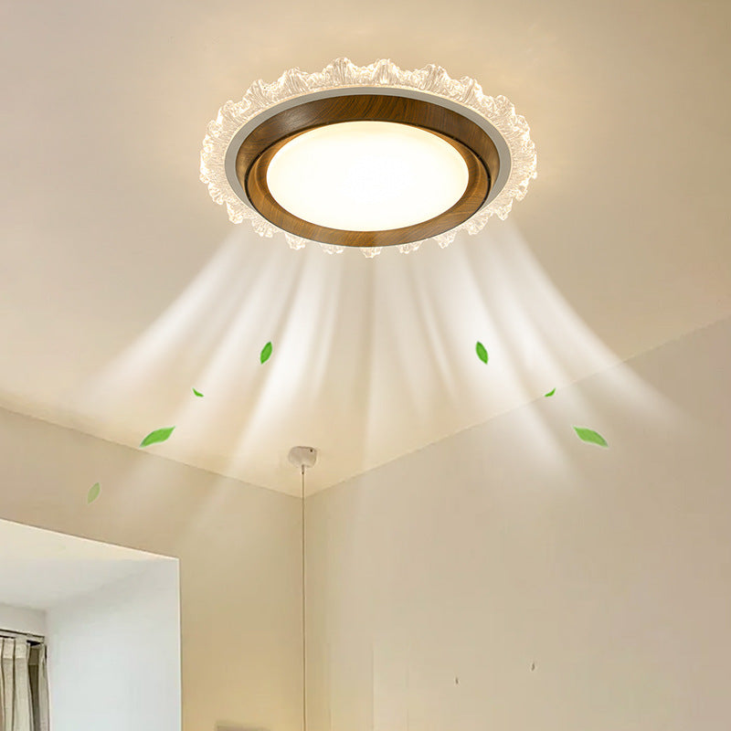 Contemporary Retro Round Lace LED Ceiling Fan Light - ABS, Acrylic Flush Mount for Bedroom