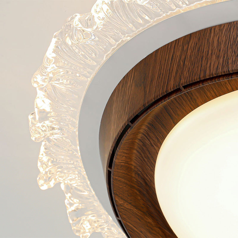 Contemporary Retro Round Lace LED Ceiling Fan Light - ABS, Acrylic Flush Mount for Bedroom