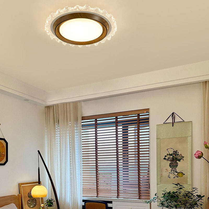Contemporary Retro Round Lace LED Ceiling Fan Light - ABS, Acrylic Flush Mount for Bedroom