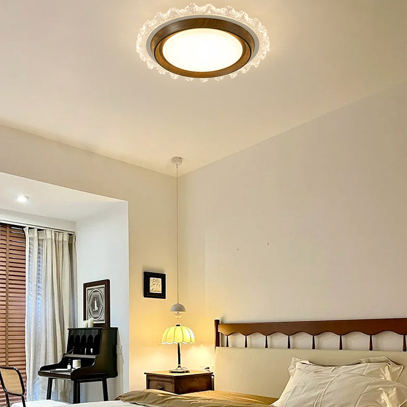 Contemporary Retro Round Lace LED Ceiling Fan Light - ABS, Acrylic Flush Mount for Bedroom