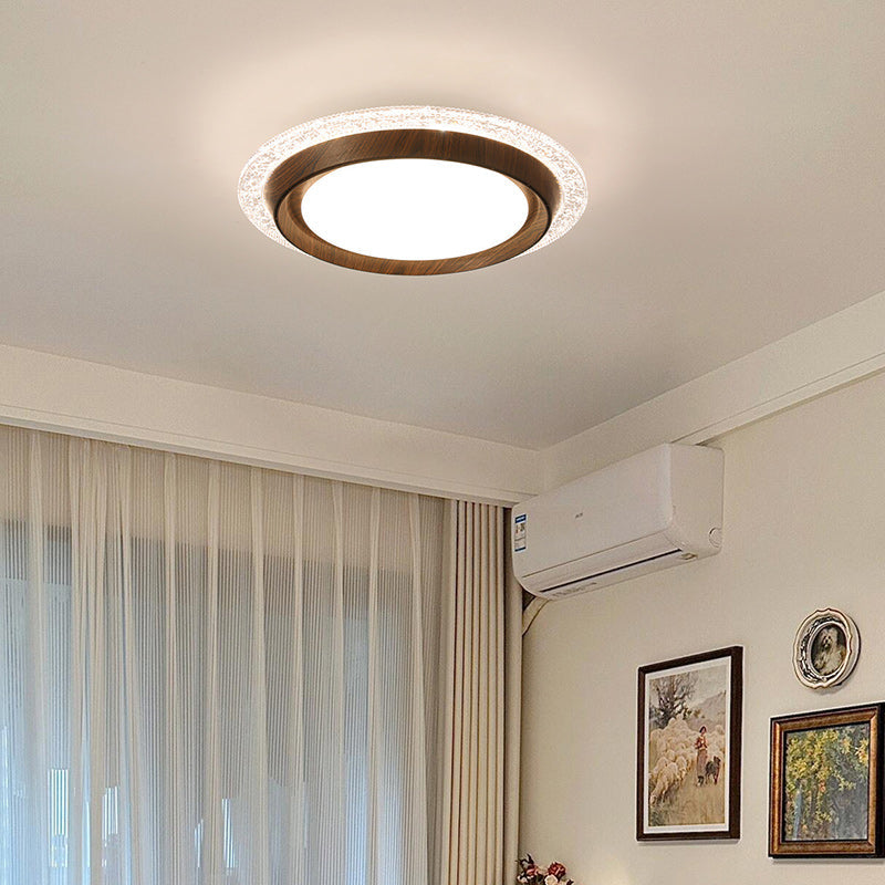 Contemporary Retro Round Lace LED Ceiling Fan Light - ABS, Acrylic Flush Mount for Bedroom