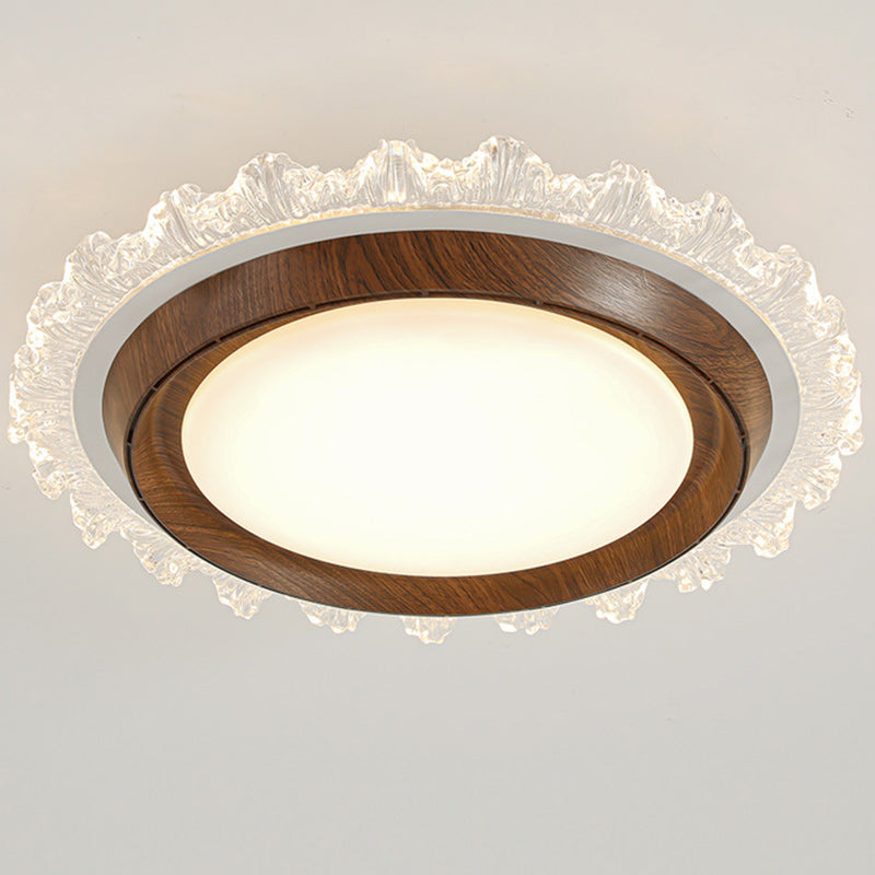 Contemporary Retro Round Lace LED Ceiling Fan Light - ABS, Acrylic Flush Mount for Bedroom