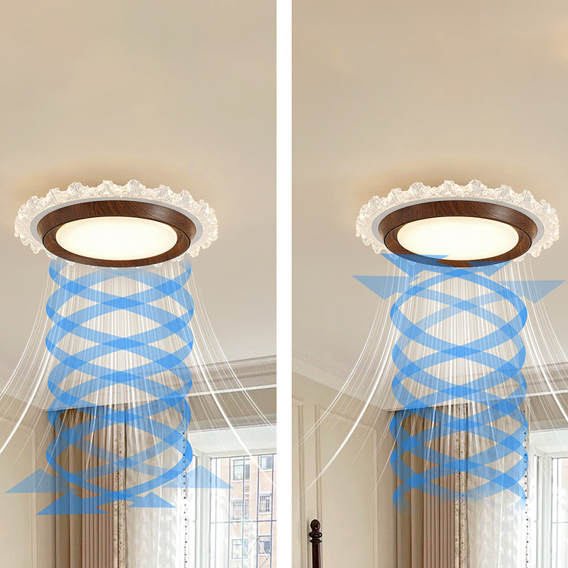 Contemporary Retro Round Lace LED Ceiling Fan Light - ABS, Acrylic Flush Mount for Bedroom