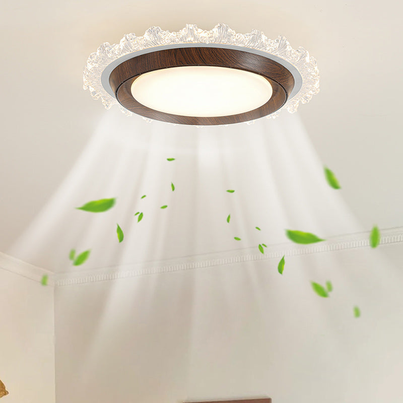 Contemporary Retro Round Lace LED Ceiling Fan Light - ABS, Acrylic Flush Mount for Bedroom
