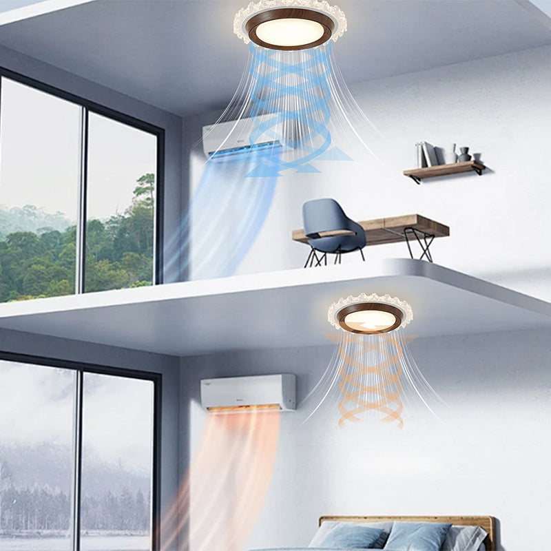 Contemporary Retro Round Lace LED Ceiling Fan Light - ABS, Acrylic Flush Mount for Bedroom